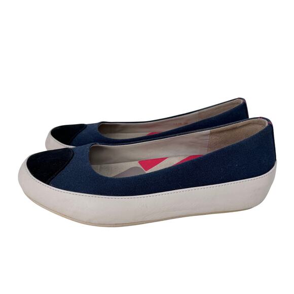 Fitflop Shoes - FitFlop Due Supernavy Denim Canvas Slip On‎ Ballet Flats Blue Black Womens Sz 38